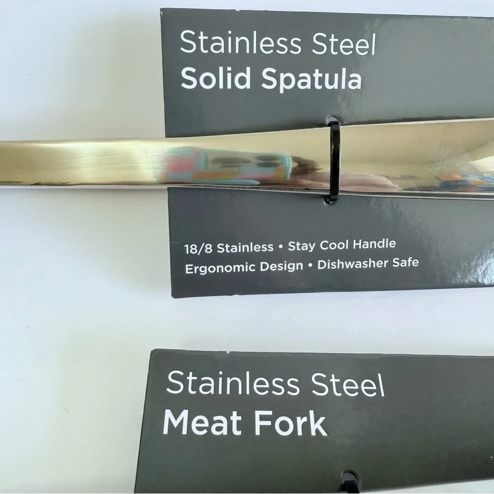 Viking Stainless Steel 2-Pc Kitchen Tool Set Solid Spatula & Meat Fork NWT